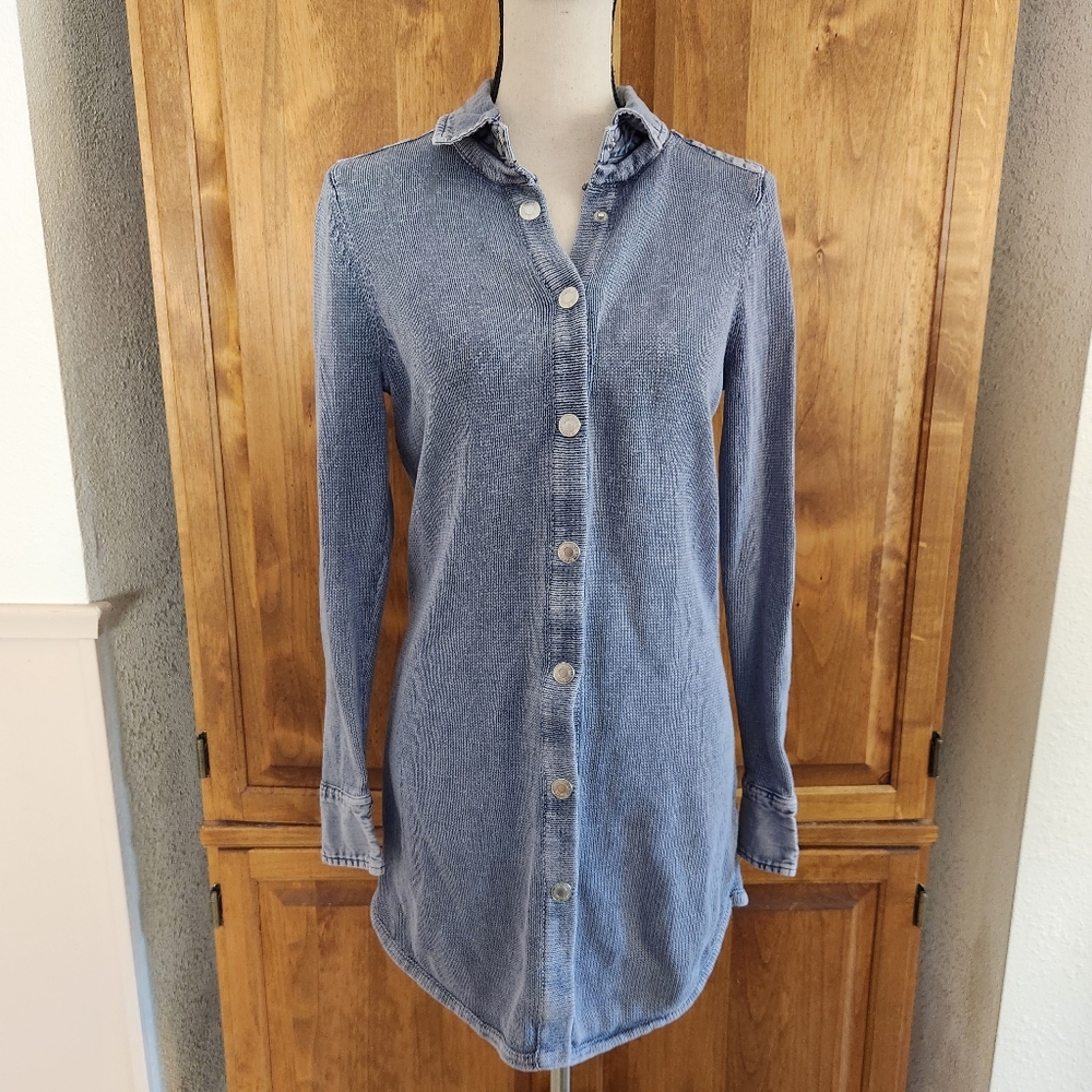 PBJ Blues Long Sleeve Cotton Dress | S